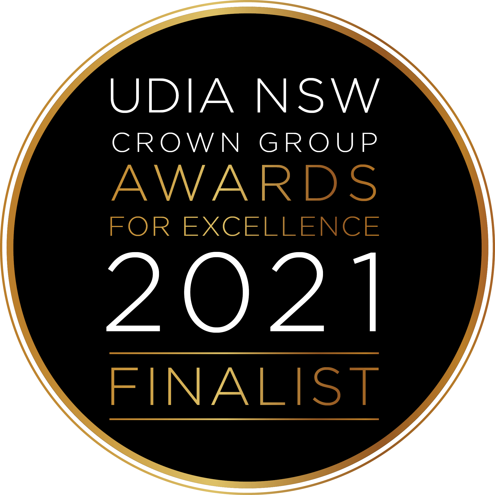 Finalist Seal  UDIA NSW Crown Group Awards For Excellence 2021